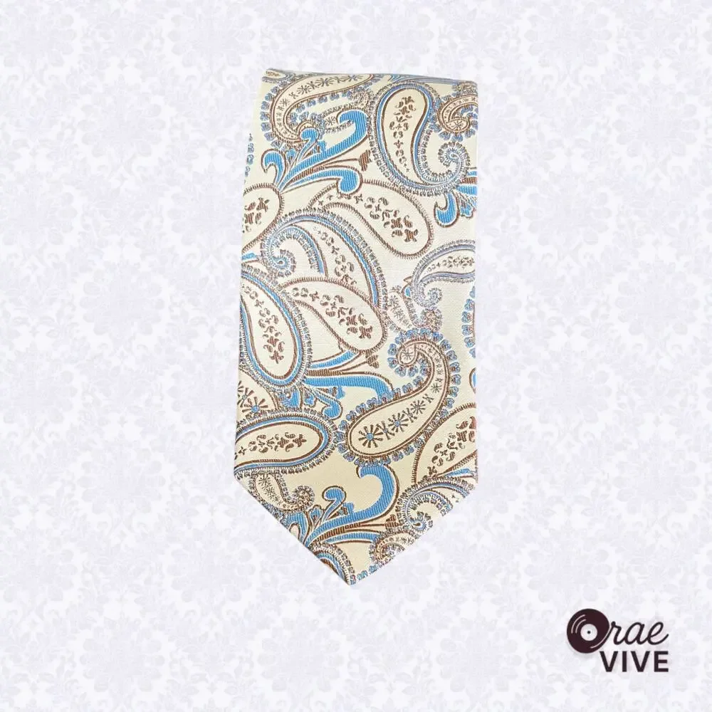 Steve Harvey Celebrity Edition Men’s Tie Cream & Blue Paisley